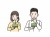 預金通帳を見る男女のイラスト