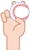 シンプルな野球の握り　ボールを持つ手