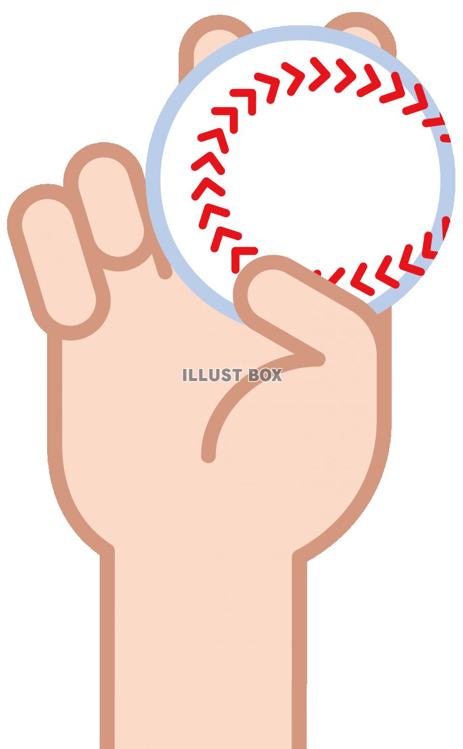 シンプルな野球の握り　ボールを持つ手