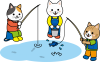 釣りをする猫たち
