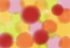 赤とオレンジとピンクと黄色の水玉