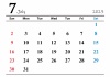 2023年（令和5年）7月　カレンダー