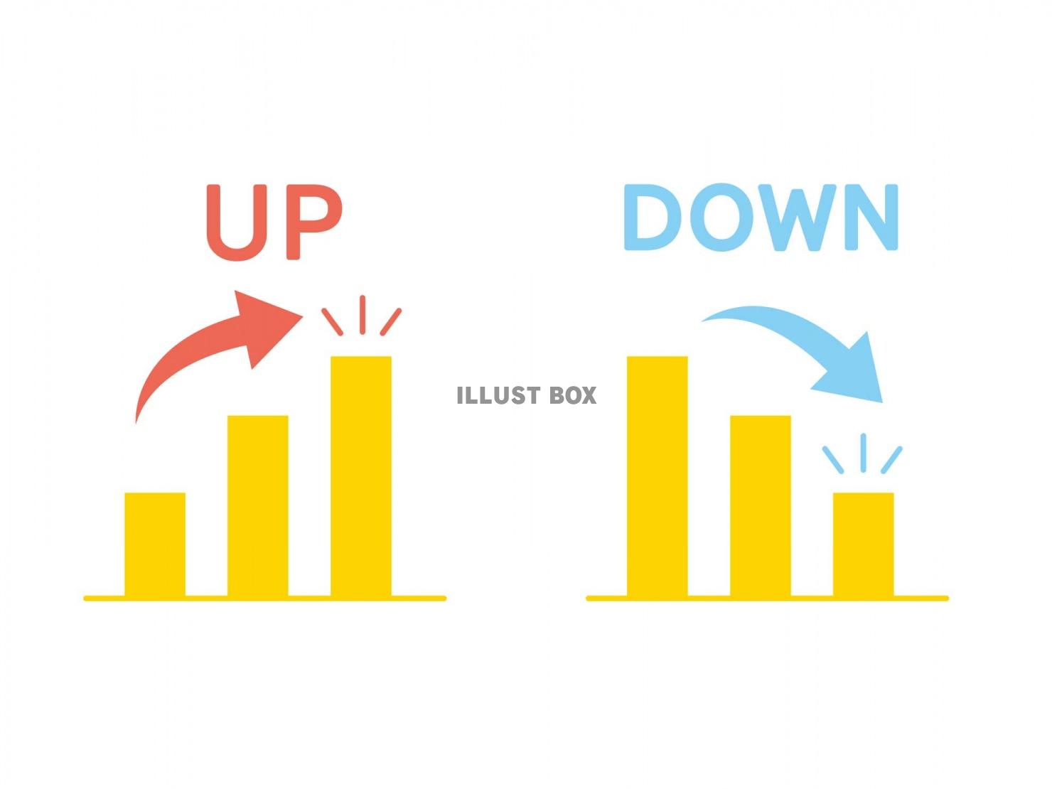 アップ、ダウンのグラフのイラスト