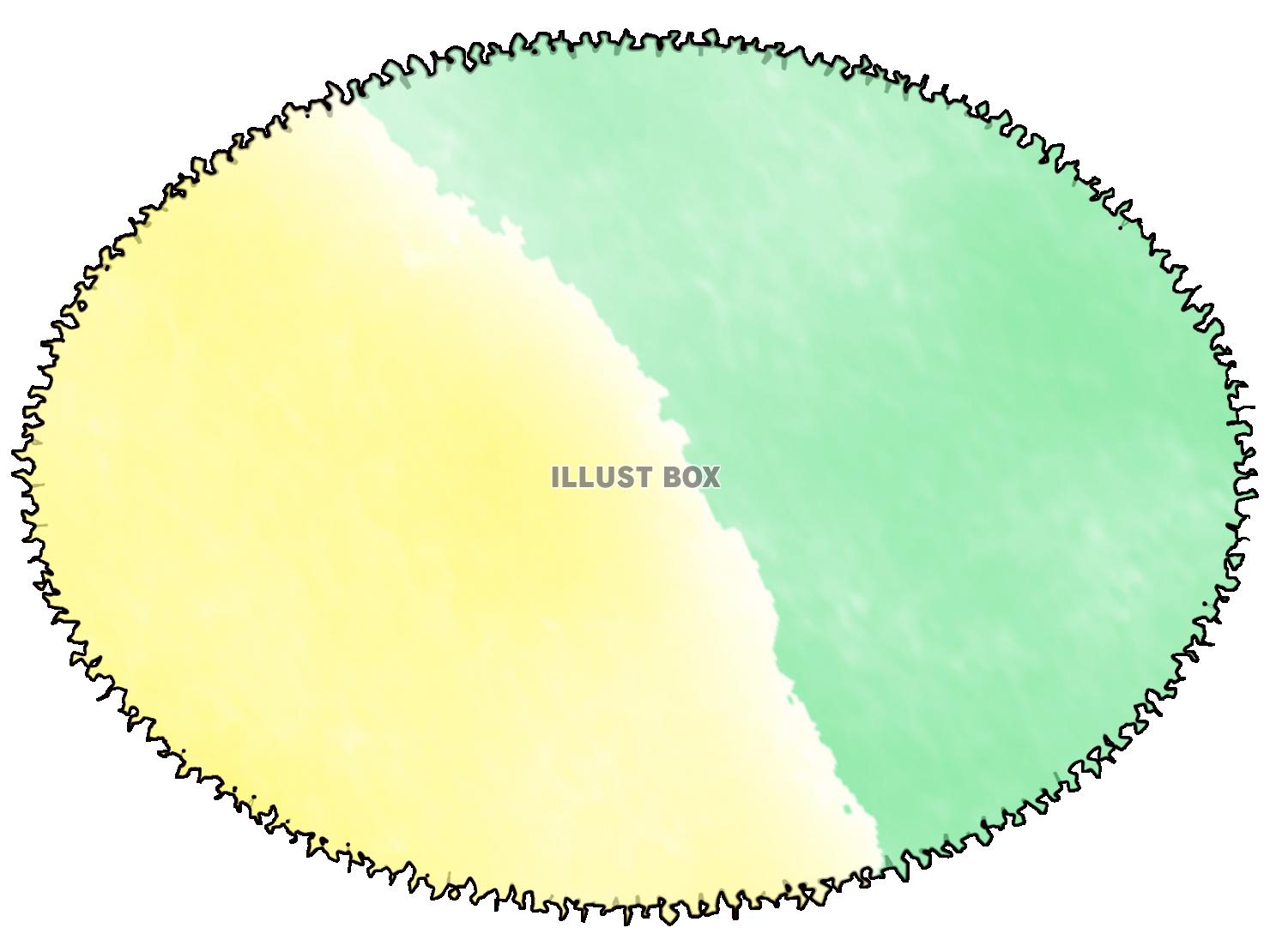 ギザギザ枠の水彩フレーム（楕円）_01
