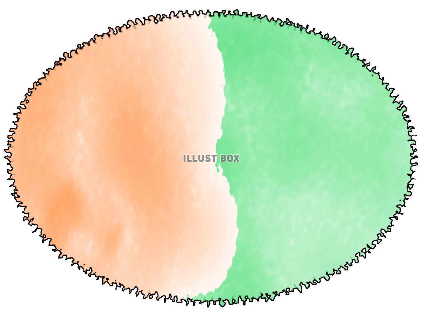 ギザギザ枠の水彩フレーム（楕円）_02