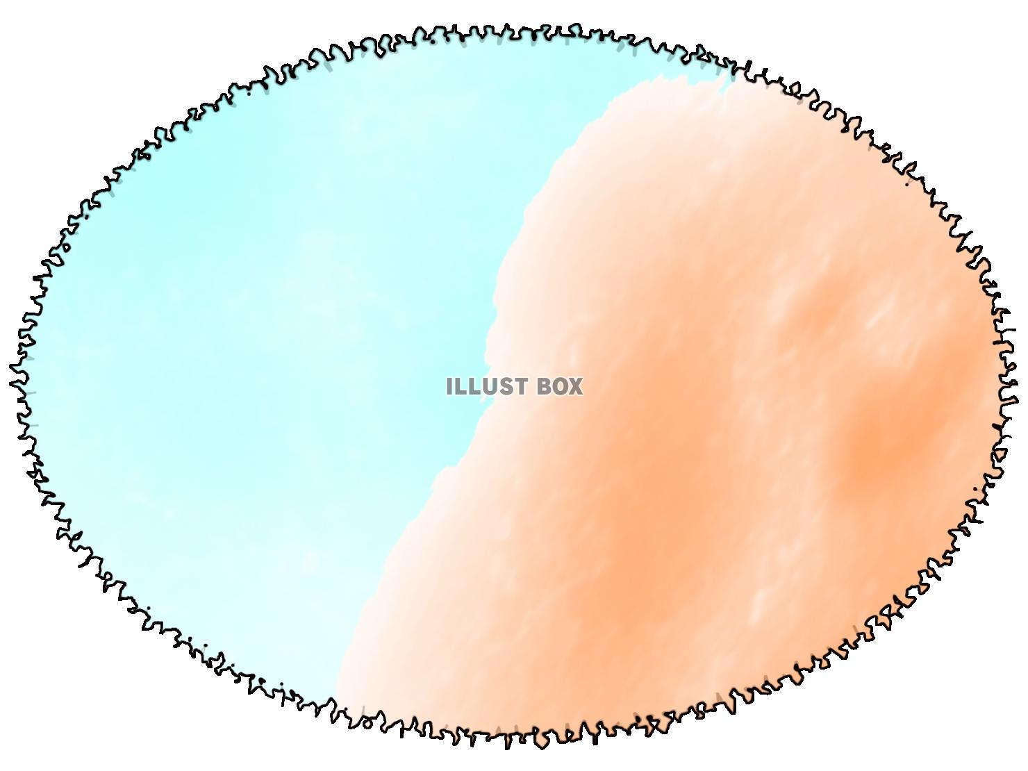 ギザギザ枠の水彩フレーム（楕円）_05