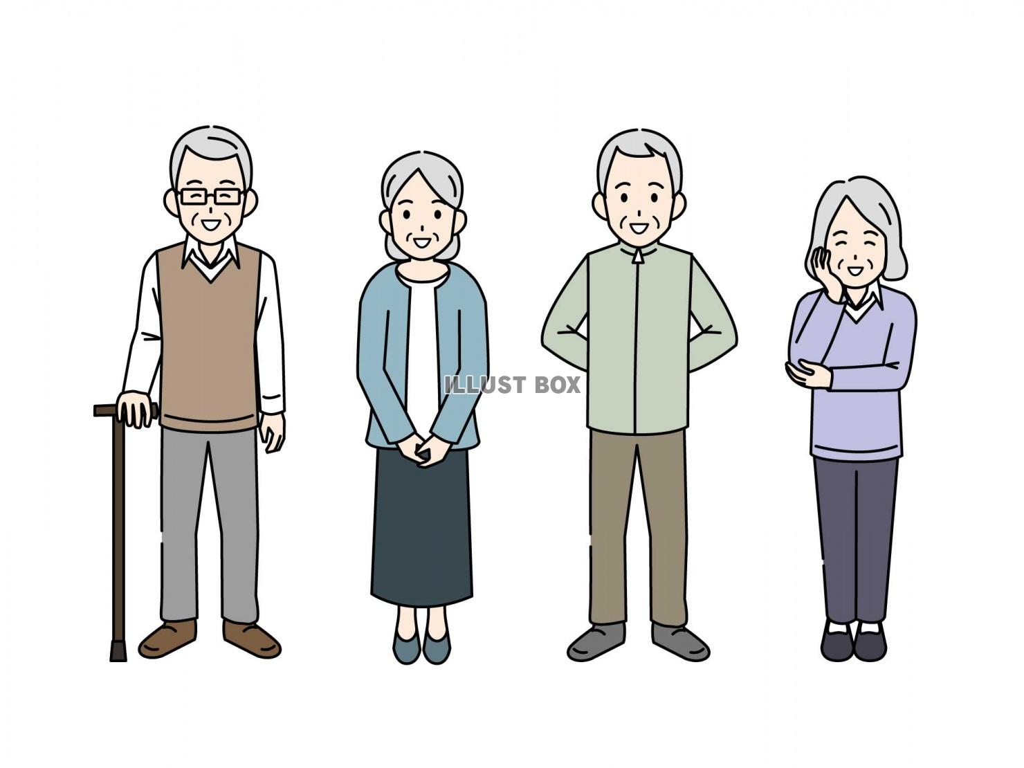 シニア、高齢者の人々のイラスト