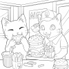 猫のハンバーガー屋さんのぬりえ