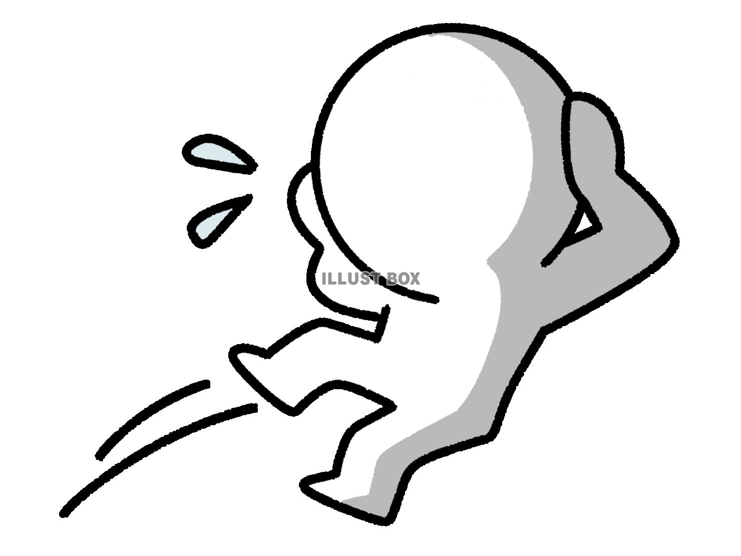 驚いて後ずさりする棒人間