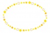 キラキラお星さまのラインフレーム/楕円・黄色