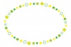 キラキラお星さまのラインフレーム/楕円・黄緑