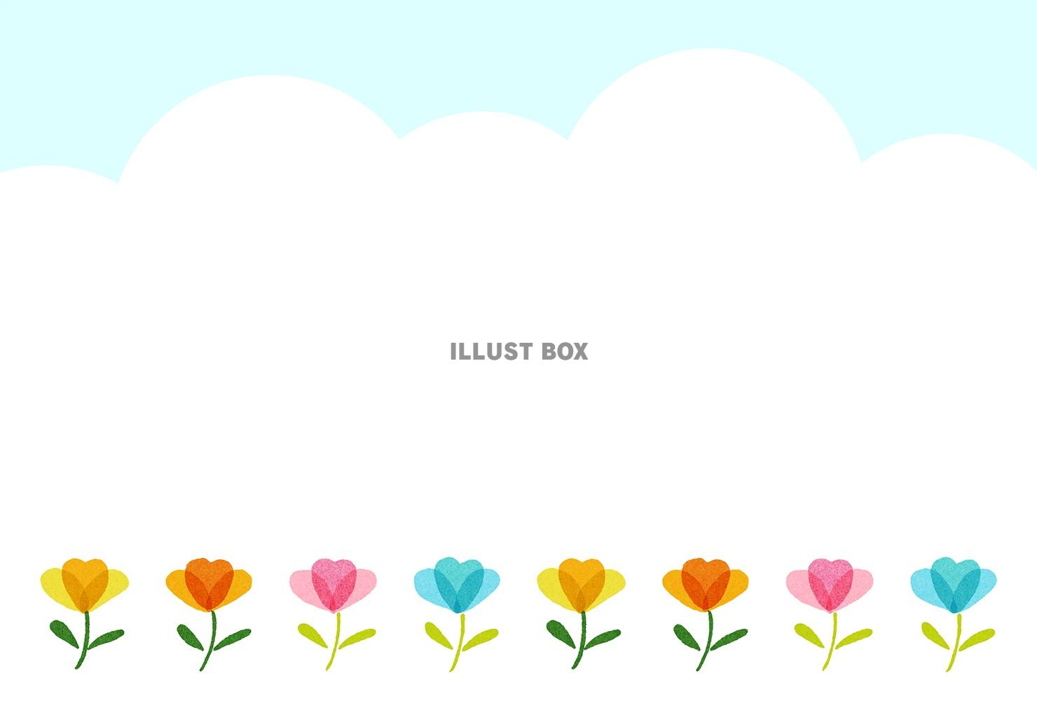 並んだ花のイラストのメッセージカード
