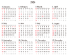 カレンダー2024（透過PNG）明朝体