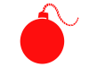 赤色の爆弾のシルエットアイコン