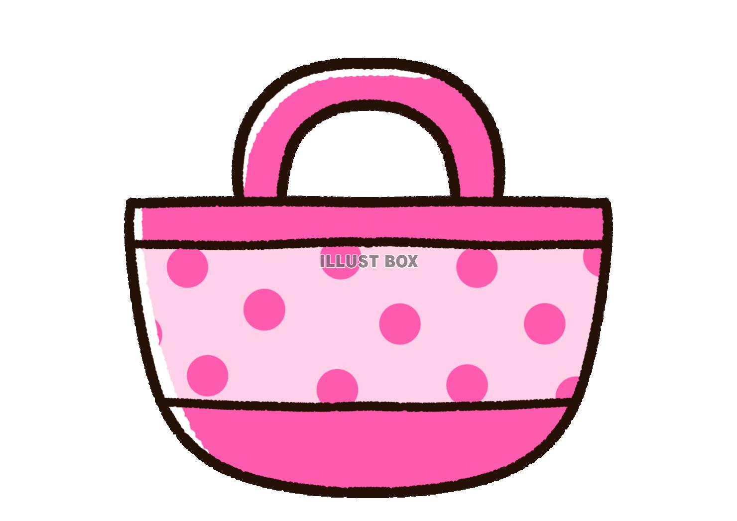 かわいいドット柄のプールバッグ　ピンク