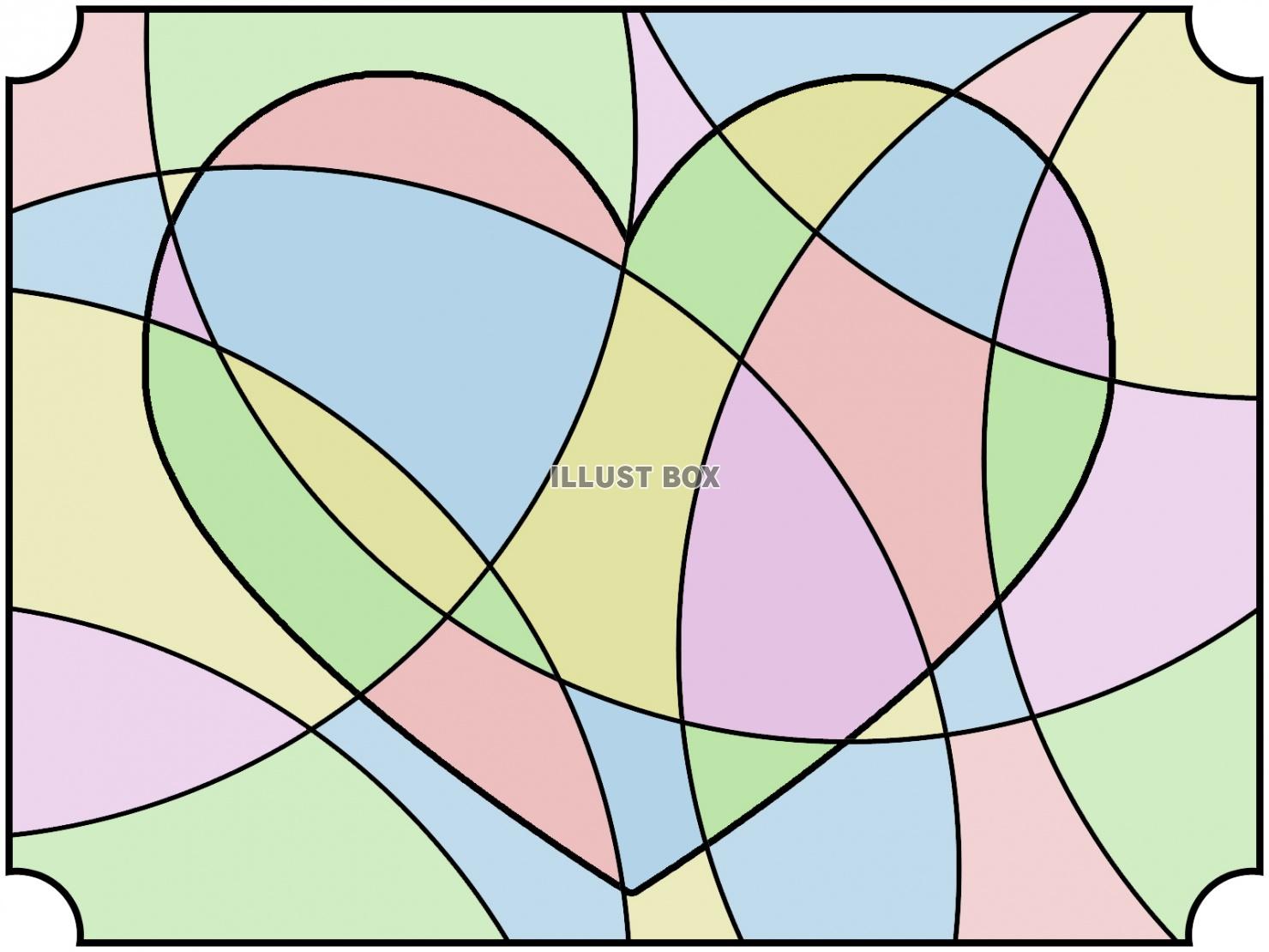 ステンドグラス風ハートマークの壁紙背景素材イラスト
