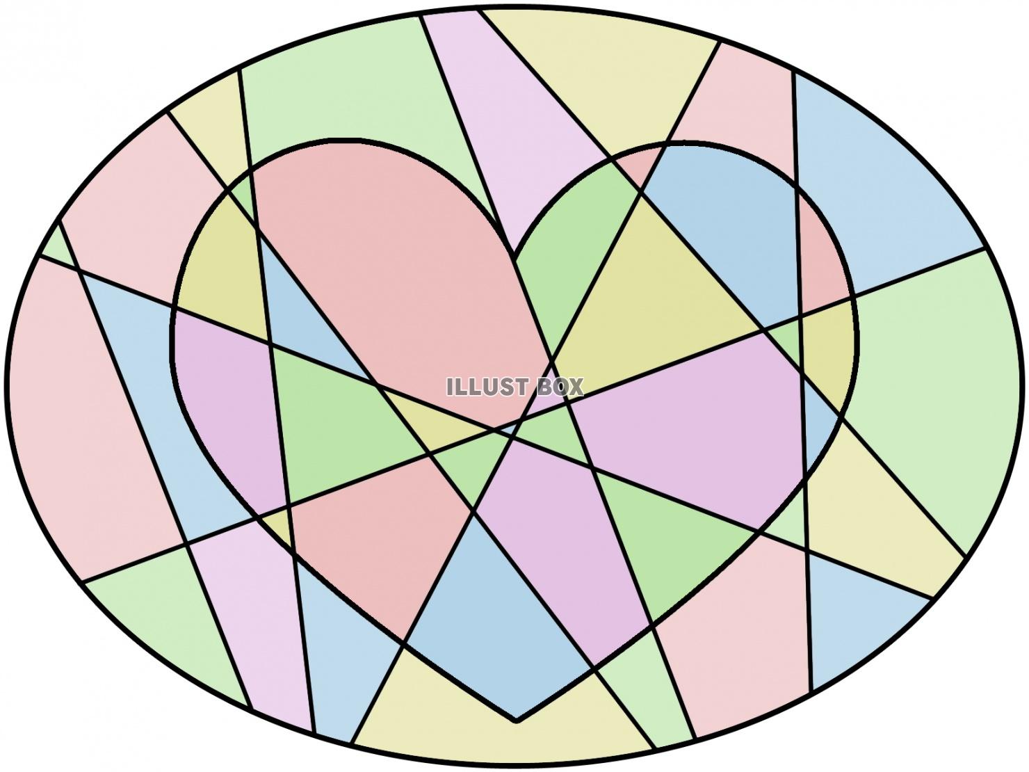 ステンドグラス風ハートマークの壁紙背景素材イラスト