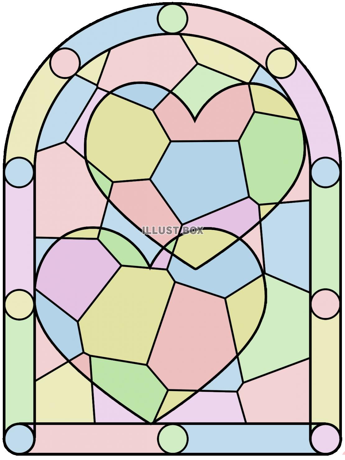 ステンドグラス風ハートマークの壁紙背景素材イラストpng透過