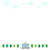 学校フレーム02　校舎と雲と木