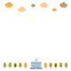 学校フレーム03　校舎と雲と木