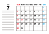 7_2023年カレンダー・7月_罫線メモ欄・横