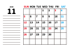 11_2023年カレンダー・11月_罫線メモ欄・横