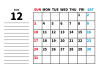 12_2023年カレンダー・12月_罫線メモ欄・横