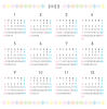 2023年年間カレンダー　パステルカラーのカラフルな花　正方形