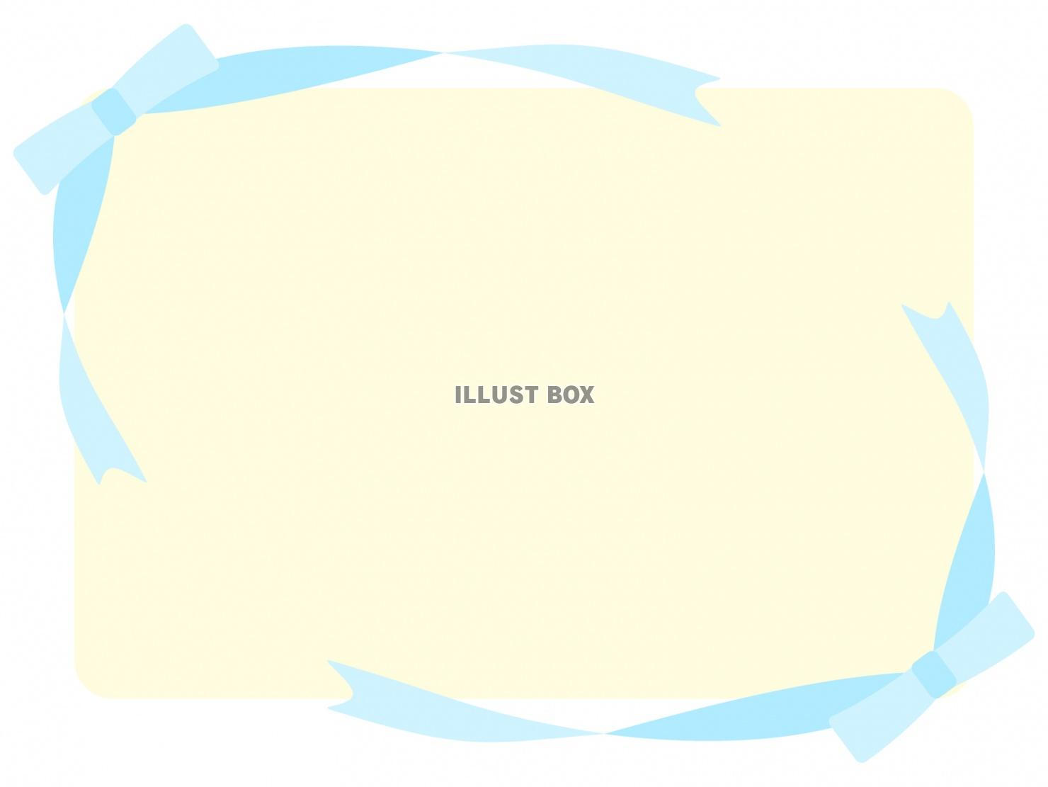 リボンフレーム07　長方形　カード　水色