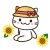 麦わら帽子をかぶった三毛猫　透過png