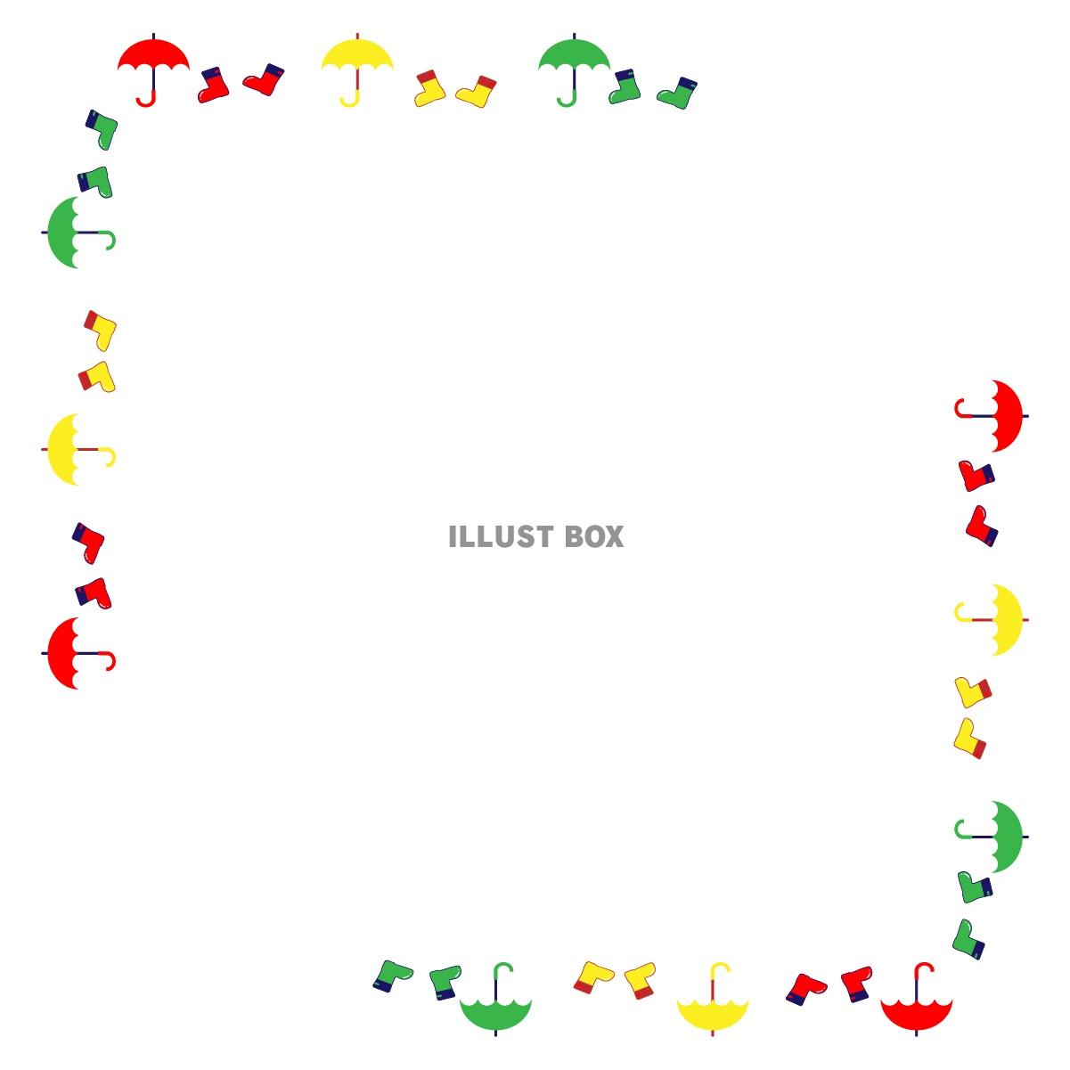 雨具のフレーム01　四角　角に飾り