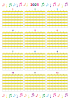 2023年年間カレンダー　カラフルな音符と黄色ライン