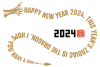 英文の金色のドラゴン2024年賀状