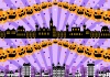 カボチャ提灯と紫色のハロウィンの街素材集 