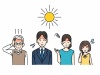 夏の暑さに困る人々のイラスト