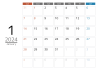 2024年メモスペース付きカレンダー1月