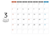 2024年メモスペース付きカレンダー3月