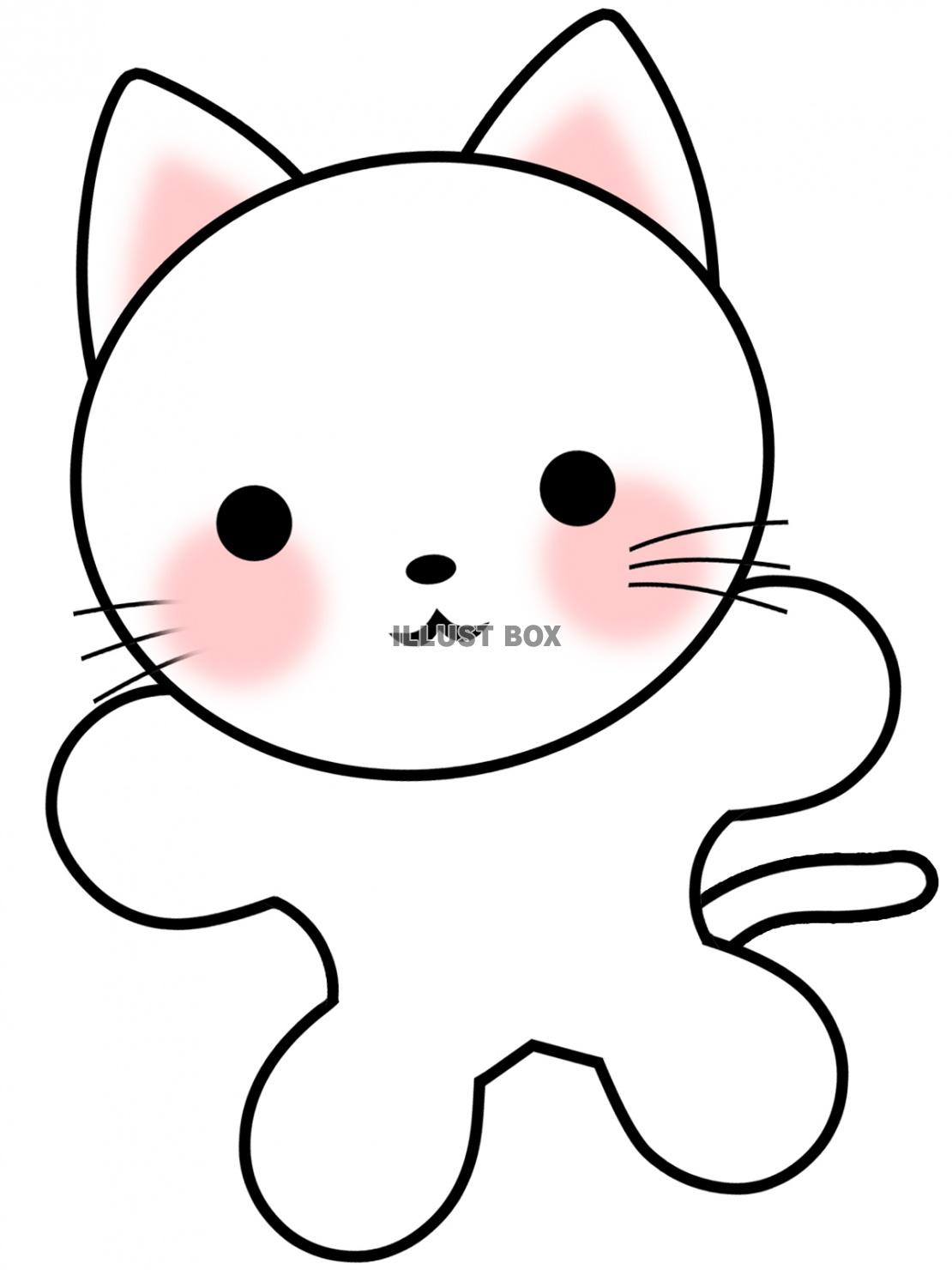 幸運を招く白い子猫の壁紙シンプル背景素材イラスト