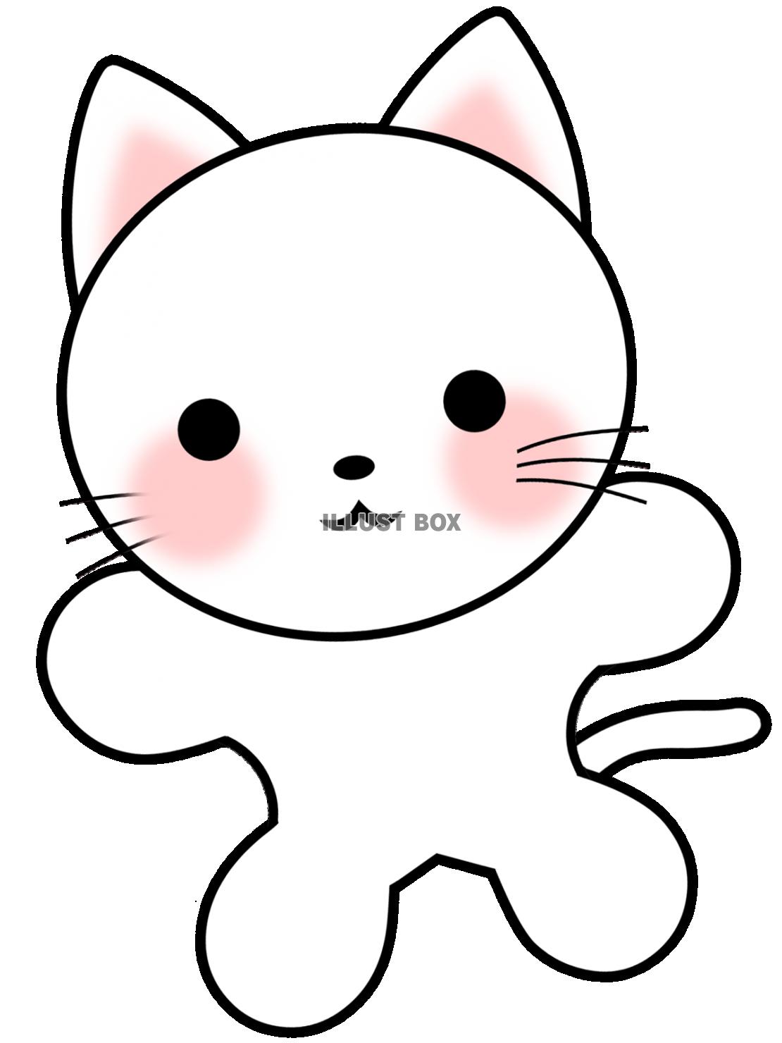 幸運を招く白い子猫の壁紙シンプル背景素材イラスト透過png