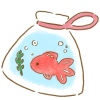 ゆるい手描き金魚すくいイラスト