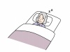 就寝する年配の女性のイラスト