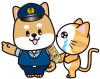 おまわりしばちゃんと迷子の子猫（透過PNG）