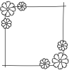コスモスのフレーム　 白黒手描き正方形