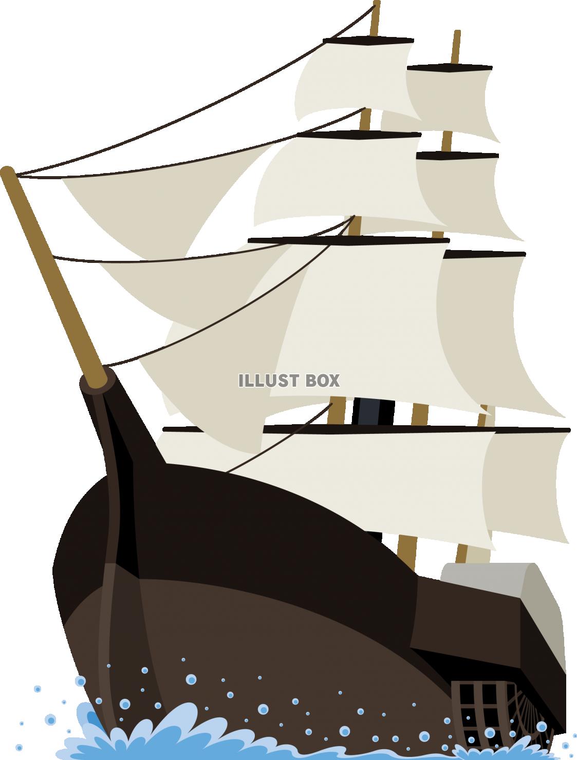 海を帆走する黒船のイメージ