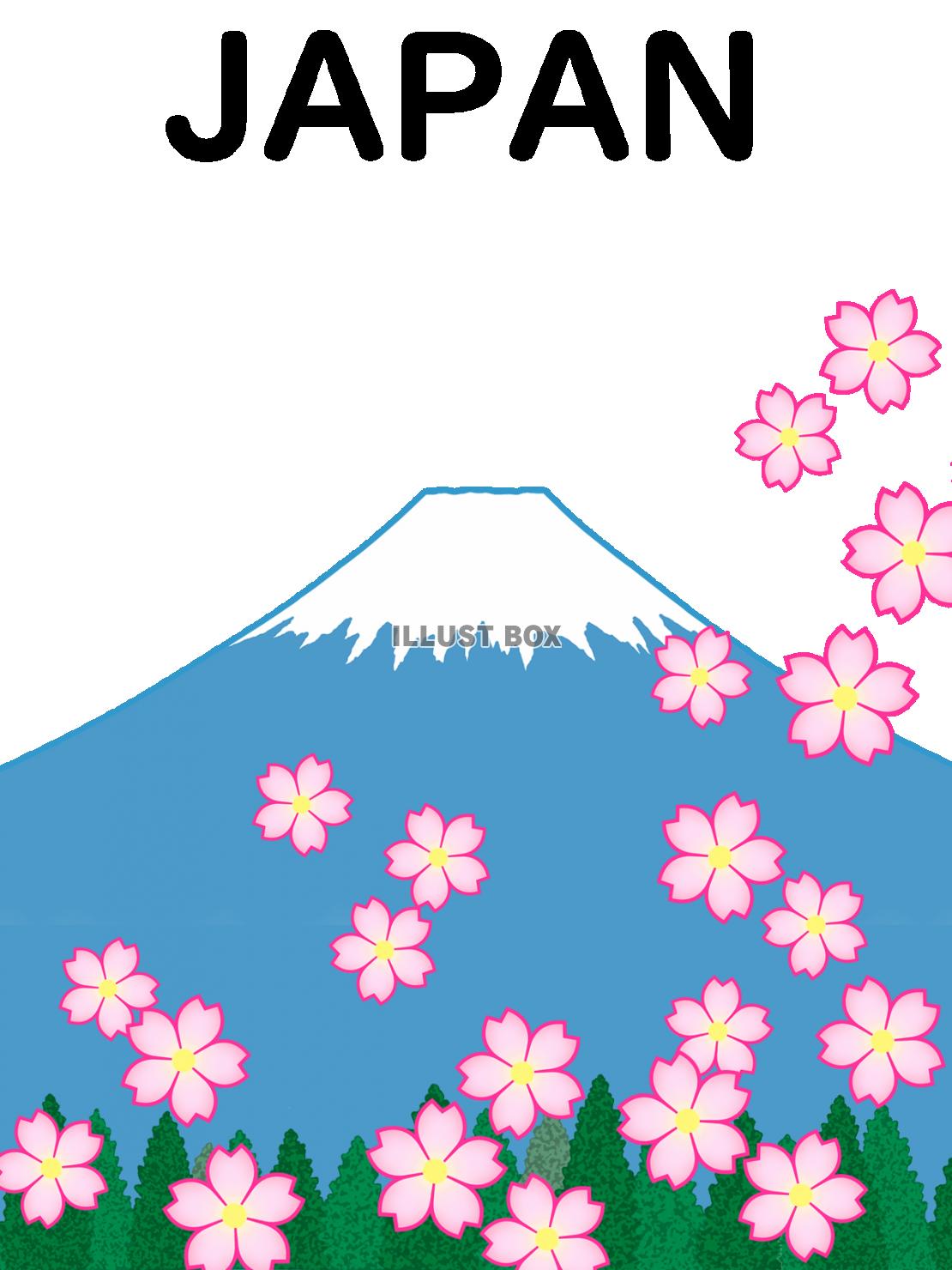 富士山と桜の花模様壁紙シンプル背景素材イラスト透過png