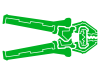 緑色の圧着工具のシルエットアイコン