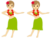 フラダンスを踊る可愛い女性シンプルな人物素材png透過