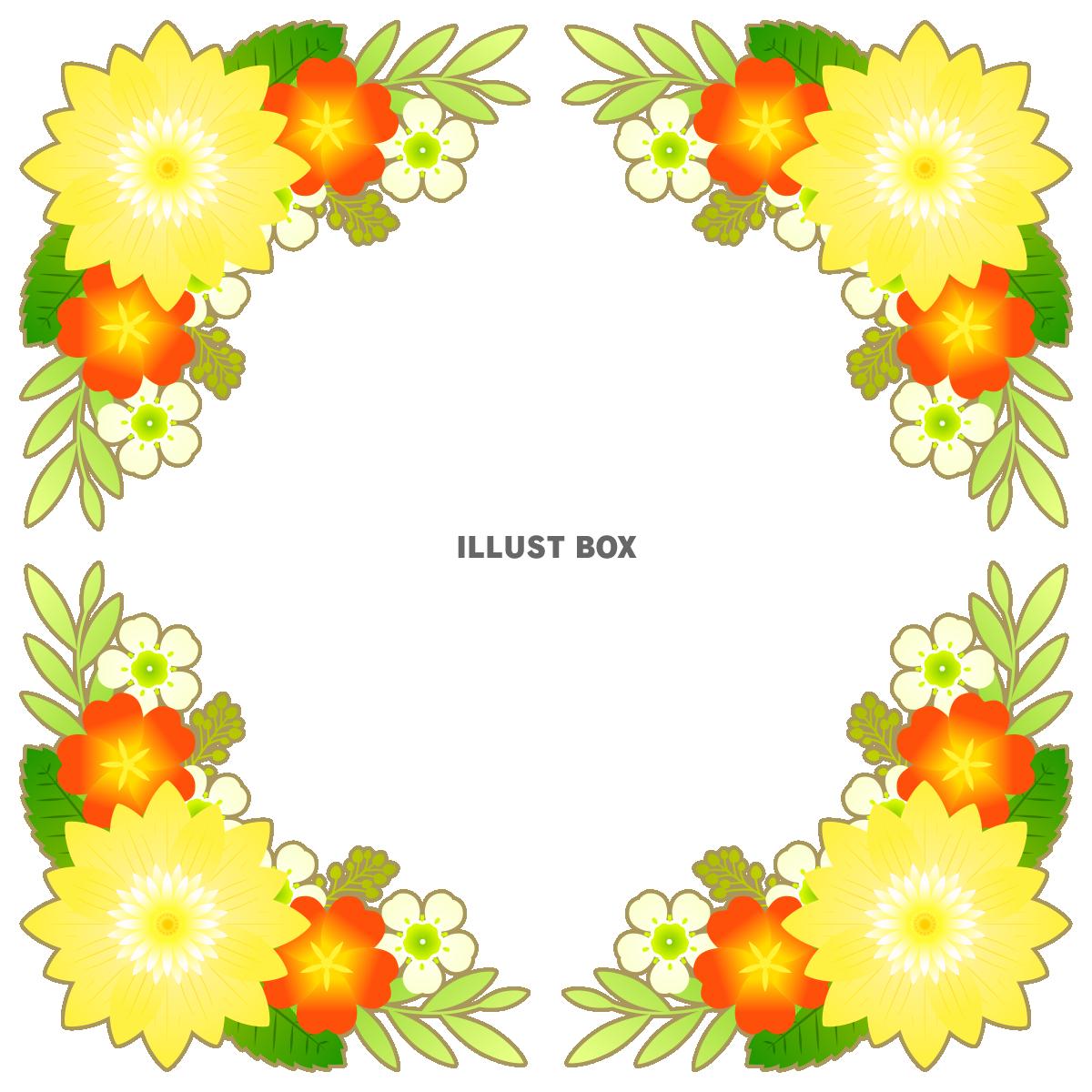 秋の花の正方形フレーム