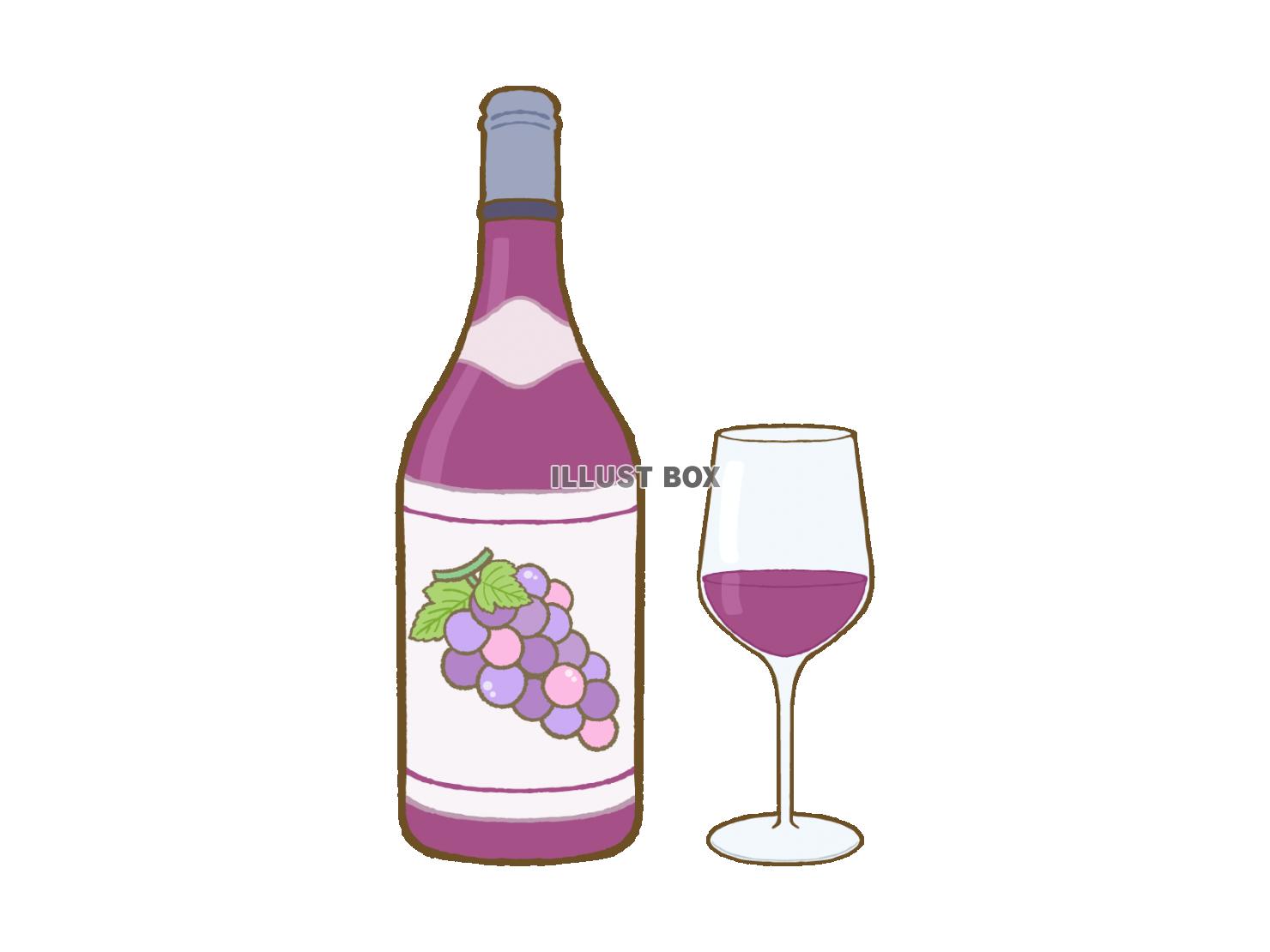 赤ワインの瓶とワイングラス