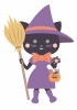 ハロウィンに使える魔法使いの格好をした黒猫
